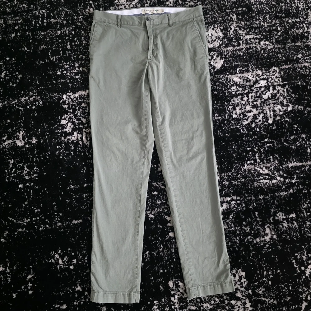 LACOSTE Slim Fit Green Khaki Chino Pants Mens Size 33